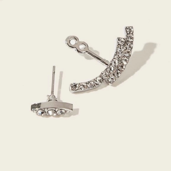 Dainty Rhinestone Front Back Layered Earrings - Picture 2 of 5